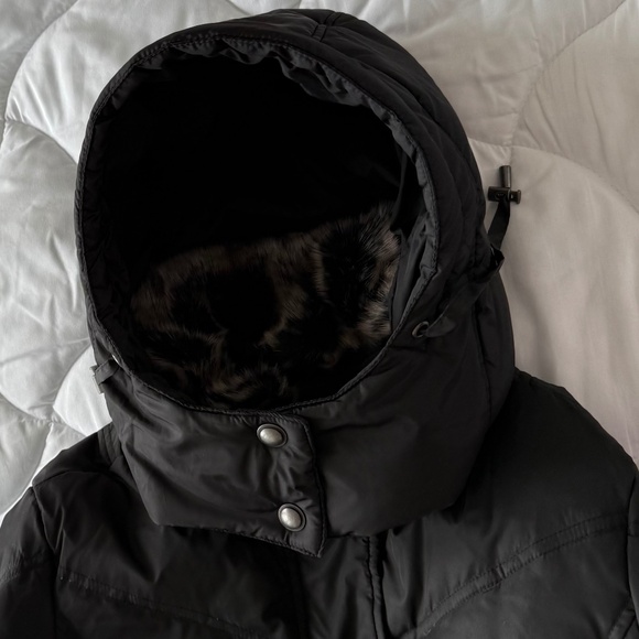NWT London Fog Women's Black Puffer Down Coat w/Faux Fur Hood Size L - Picture 10 of 15